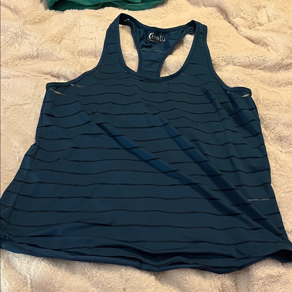 ZYIA  Women's Blue Striped Tank Top